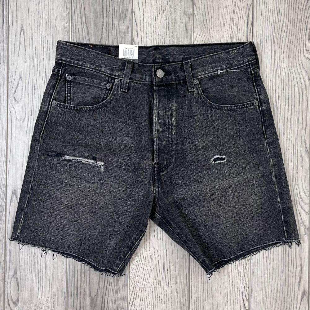 Levis 501 Women Size 32 Black Cotton Loose Cutoff Distressed Denim NEW Short 93